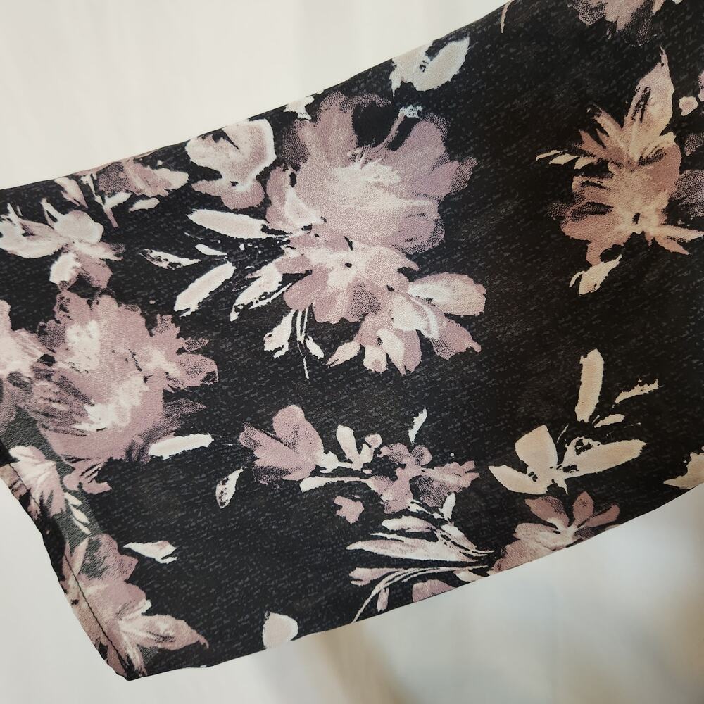 MIMI CHICA Black Purple Floral Lightweight Kimono Womens Medium M Boho Bohemian - Picture 6 of 7